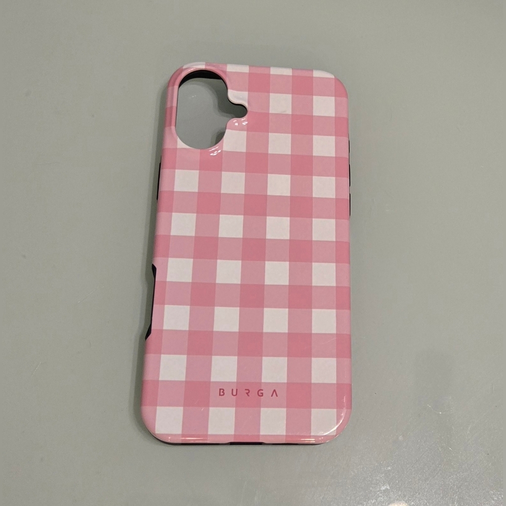 Burga Pink Checkered Phone Case (Think Pink) for iphone 16 Plus